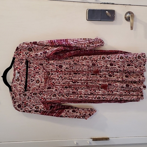 American Eagle Maroon Peasant Floral Dress Petite S - Picture 4 of 5